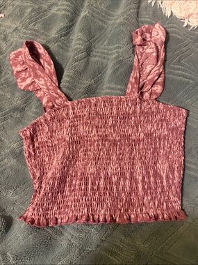 H&M Rose Smocked Ruffle Strap Crop Top